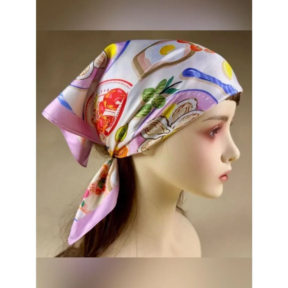 Colorful Seafood Print Scarf A2008